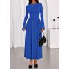 imageBTFBM Long Sleeve Maxi Dresses for Women 2025 Fall Casual Ruched Boat Neck Flowy Elegant Formal Wedding Guest DressRoyal Blue