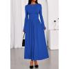 imageBTFBM Long Sleeve Maxi Dresses for Women 2025 Fall Casual Ruched Boat Neck Flowy Elegant Formal Wedding Guest DressRoyal Blue