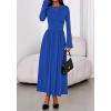 imageBTFBM Long Sleeve Maxi Dresses for Women 2025 Fall Casual Ruched Boat Neck Flowy Elegant Formal Wedding Guest DressRoyal Blue