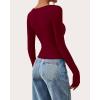 imageBTFBM Long Sleeve Shirts for Women 2025 Fall Fashion V Neck Knit Ruched Slim Fit Casual Basic Tees Going Out Tops Y2kBurgundy