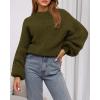 imageBTFBM Sweaters for Women Fall 2025 Crew Neck Lantern Long Sleeve Casual Oversized Pullover Knit Winter TopsArmy Green