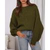 imageBTFBM Sweaters for Women Fall 2025 Crew Neck Lantern Long Sleeve Casual Oversized Pullover Knit Winter TopsArmy Green