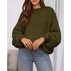 imageBTFBM Sweaters for Women Fall 2025 Crew Neck Lantern Long Sleeve Casual Oversized Pullover Knit Winter TopsArmy Green