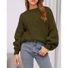 imageBTFBM Sweaters for Women Fall 2025 Crew Neck Lantern Long Sleeve Casual Oversized Pullover Knit Winter TopsArmy Green