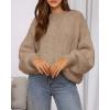 imageBTFBM Sweaters for Women Fall 2025 Crew Neck Lantern Long Sleeve Casual Oversized Pullover Knit Winter TopsKhaki