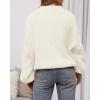 imageBTFBM Sweaters for Women Fall 2025 Crew Neck Lantern Long Sleeve Casual Oversized Pullover Knit Winter TopsWhite