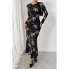 imageBTFBM Wedding Guest Dresses for Women Fall Fashion 2025 Bodycon Long Sleeve Boho Mesh Party Cocktail Floral Maxi DressBlack Pink