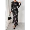 imageBTFBM Wedding Guest Dresses for Women Fall Fashion 2025 Bodycon Long Sleeve Boho Mesh Party Cocktail Floral Maxi DressBlack Pink