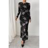 imageBTFBM Wedding Guest Dresses for Women Fall Fashion 2025 Bodycon Long Sleeve Boho Mesh Party Cocktail Floral Maxi DressBlack Pink