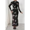 imageBTFBM Wedding Guest Dresses for Women Fall Fashion 2025 Bodycon Long Sleeve Boho Mesh Party Cocktail Floral Maxi DressBlack Pink