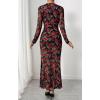 imageBTFBM Wedding Guest Dresses for Women Fall Fashion 2025 Bodycon Long Sleeve Boho Mesh Party Cocktail Floral Maxi DressBlack Red Flower