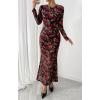 imageBTFBM Wedding Guest Dresses for Women Fall Fashion 2025 Bodycon Long Sleeve Boho Mesh Party Cocktail Floral Maxi DressBlack Red Flower