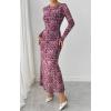 imageBTFBM Wedding Guest Dresses for Women Fall Fashion 2025 Bodycon Long Sleeve Boho Mesh Party Cocktail Floral Maxi DressLeopard
