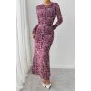 imageBTFBM Wedding Guest Dresses for Women Fall Fashion 2025 Bodycon Long Sleeve Boho Mesh Party Cocktail Floral Maxi DressLeopard