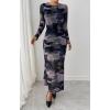 imageBTFBM Wedding Guest Dresses for Women Fall Fashion 2025 Bodycon Long Sleeve Boho Mesh Party Cocktail Floral Maxi DressNavy