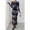 imageBTFBM Wedding Guest Dresses for Women Fall Fashion 2025 Bodycon Long Sleeve Boho Mesh Party Cocktail Floral Maxi DressNavy