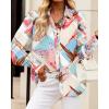 imageBTFBM Women Fashion Button Down Shirts V Neck Printed Solid Boho Long Sleeve Blouses Dressy Casual Summer Fall TopsGraphic Print