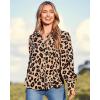 imageBTFBM Women Fashion Button Down Shirts V Neck Printed Solid Boho Long Sleeve Blouses Dressy Casual Summer Fall TopsLeopard Print