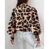 imageBTFBM Women Fashion Button Down Shirts V Neck Printed Solid Boho Long Sleeve Blouses Dressy Casual Summer Fall TopsLeopard Print