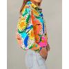 imageBTFBM Women Fashion Button Down Shirts V Neck Printed Solid Boho Long Sleeve Blouses Dressy Casual Summer Fall TopsMulti Orange