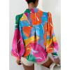 imageBTFBM Women Fashion Button Down Shirts V Neck Printed Solid Boho Long Sleeve Blouses Dressy Casual Summer Fall TopsMulticolored