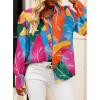 imageBTFBM Women Fashion Button Down Shirts V Neck Printed Solid Boho Long Sleeve Blouses Dressy Casual Summer Fall TopsMulticolored