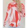 imageBTFBM Women Fashion Button Down Shirts V Neck Printed Solid Boho Long Sleeve Blouses Dressy Casual Summer Fall TopsPrint Pink
