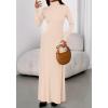 imageBTFBM Womens Dresses Fall 2025 Long Sleeve Turtle Neck Trendy Long Tight Knit Maxi Dress Wedding Guest Party CasualApricot