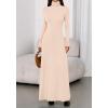 imageBTFBM Womens Dresses Fall 2025 Long Sleeve Turtle Neck Trendy Long Tight Knit Maxi Dress Wedding Guest Party CasualApricot