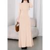 imageBTFBM Womens Dresses Fall 2025 Long Sleeve Turtle Neck Trendy Long Tight Knit Maxi Dress Wedding Guest Party CasualApricot