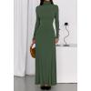 imageBTFBM Womens Dresses Fall 2025 Long Sleeve Turtle Neck Trendy Long Tight Knit Maxi Dress Wedding Guest Party CasualArmy Green