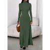 imageBTFBM Womens Dresses Fall 2025 Long Sleeve Turtle Neck Trendy Long Tight Knit Maxi Dress Wedding Guest Party CasualArmy Green