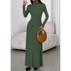 imageBTFBM Womens Dresses Fall 2025 Long Sleeve Turtle Neck Trendy Long Tight Knit Maxi Dress Wedding Guest Party CasualArmy Green