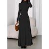 imageBTFBM Womens Dresses Fall 2025 Long Sleeve Turtle Neck Trendy Long Tight Knit Maxi Dress Wedding Guest Party CasualBlack