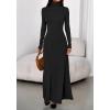 imageBTFBM Womens Dresses Fall 2025 Long Sleeve Turtle Neck Trendy Long Tight Knit Maxi Dress Wedding Guest Party CasualBlack