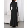 imageBTFBM Womens Dresses Fall 2025 Long Sleeve Turtle Neck Trendy Long Tight Knit Maxi Dress Wedding Guest Party CasualBlack