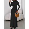 imageBTFBM Womens Dresses Fall 2025 Long Sleeve Turtle Neck Trendy Long Tight Knit Maxi Dress Wedding Guest Party CasualBlack