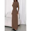 imageBTFBM Womens Dresses Fall 2025 Long Sleeve Turtle Neck Trendy Long Tight Knit Maxi Dress Wedding Guest Party CasualBrown