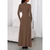 imageBTFBM Womens Dresses Fall 2025 Long Sleeve Turtle Neck Trendy Long Tight Knit Maxi Dress Wedding Guest Party CasualBrown