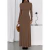 imageBTFBM Womens Dresses Fall 2025 Long Sleeve Turtle Neck Trendy Long Tight Knit Maxi Dress Wedding Guest Party CasualBrown