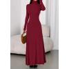 imageBTFBM Womens Dresses Fall 2025 Long Sleeve Turtle Neck Trendy Long Tight Knit Maxi Dress Wedding Guest Party CasualBurgundy