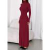 imageBTFBM Womens Dresses Fall 2025 Long Sleeve Turtle Neck Trendy Long Tight Knit Maxi Dress Wedding Guest Party CasualBurgundy