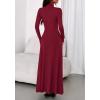 imageBTFBM Womens Dresses Fall 2025 Long Sleeve Turtle Neck Trendy Long Tight Knit Maxi Dress Wedding Guest Party CasualBurgundy