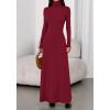 imageBTFBM Womens Dresses Fall 2025 Long Sleeve Turtle Neck Trendy Long Tight Knit Maxi Dress Wedding Guest Party CasualBurgundy