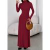 imageBTFBM Womens Dresses Fall 2025 Long Sleeve Turtle Neck Trendy Long Tight Knit Maxi Dress Wedding Guest Party CasualBurgundy