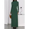 imageBTFBM Womens Dresses Fall 2025 Long Sleeve Turtle Neck Trendy Long Tight Knit Maxi Dress Wedding Guest Party CasualDark Green