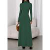 imageBTFBM Womens Dresses Fall 2025 Long Sleeve Turtle Neck Trendy Long Tight Knit Maxi Dress Wedding Guest Party CasualDark Green