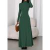 imageBTFBM Womens Dresses Fall 2025 Long Sleeve Turtle Neck Trendy Long Tight Knit Maxi Dress Wedding Guest Party CasualDark Green