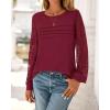 imageBTFBM Womens Long Sleeve Shirts Dressy Lace Fall Tops 2025 Trendy Business Casual TShirts Cute Work Outfits BlousesBurgundy