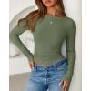 imageBTFBM Womens Long Sleeve Tops Fall Fashion 2025 Ribbed Slim Fit Y2K Boat Neck T Shirts Casual Going Out Workout OutfitsArmy Green
